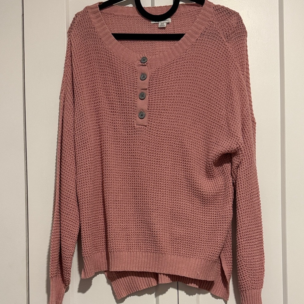 American Eagle Outfitters Dusty Rose Button-Up Sweater